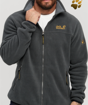 Мужская флиска Jack Wolfskin серая теплая
