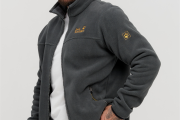 Мужская флиска Jack Wolfskin серая теплая