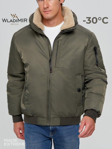 Зимняя куртка -авиатор WladiMir 3375 хаки короткая