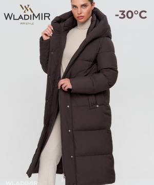 Зимняя женская куртка Wladimir 2530 длинная коричневая 