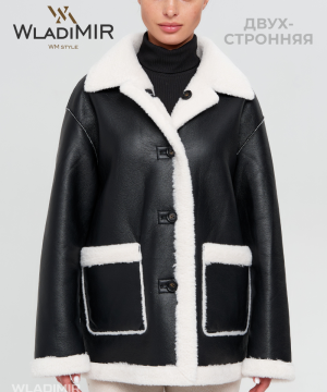  Женская куртка-дубленка  Wladimir 2502 двусторонняя