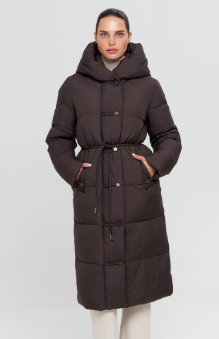 Зимняя женская куртка Wladimir 2530 длинная коричневая 