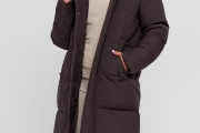 Зимняя женская куртка Wladimir 2530 длинная коричневая 
