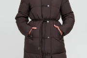 Зимняя женская куртка Wladimir 2530 длинная коричневая 