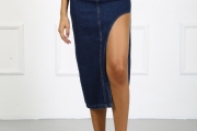 Джинсовая юбка Twister 2051-01 синяя с разрезом 